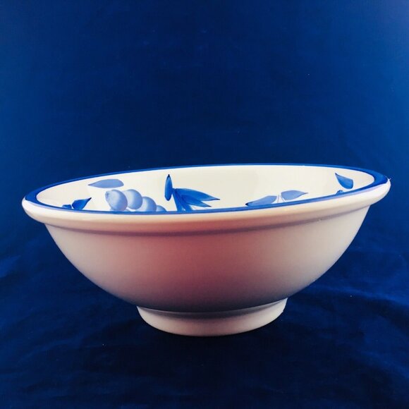 STOVIGLIERIE White Blue Fruit Trim Large Pottery Italy Round Serving Pasta Bowl - Picture 3 of 11